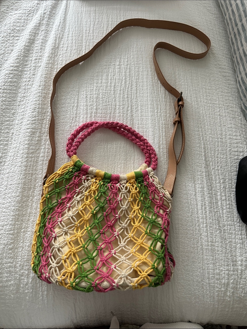 Universal Thread Multicolor Crochet Crossbody Bag - Pink, Green, Yellow, Cream - Picture 1 of 3